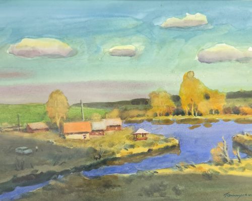 Гайнуллин К.Ю. «У пруда» Холст, масло, 30х41см, 2021г.