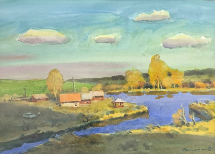 Гайнуллин К.Ю. «У пруда» Холст, масло, 30х41см, 2021г.